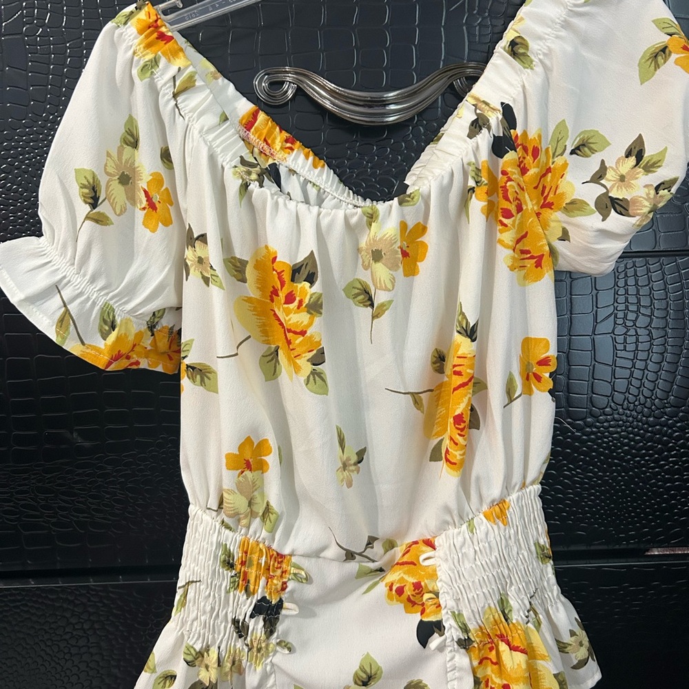 Yellow Floral Off-Shoulder Blouse